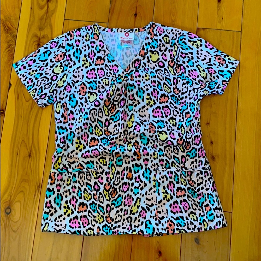 Leopard print scrub top